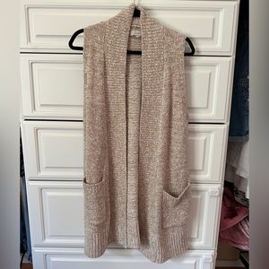 LOFT duster length tan and white sweater vest